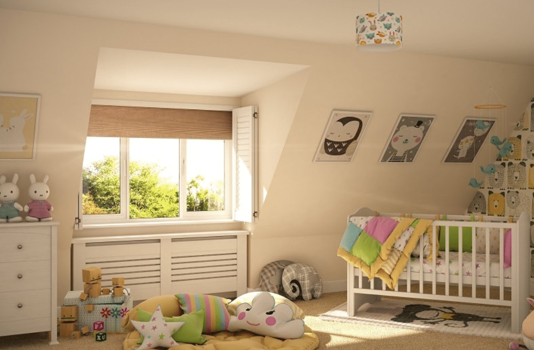 shutters and blinds integrated for a childs bedroom